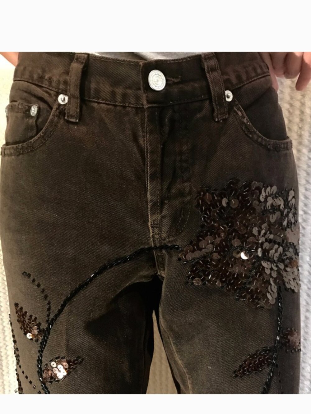 Le Jealous Sequin High Waist Vintage brown Jeans IT40 - Picture 4 of 11